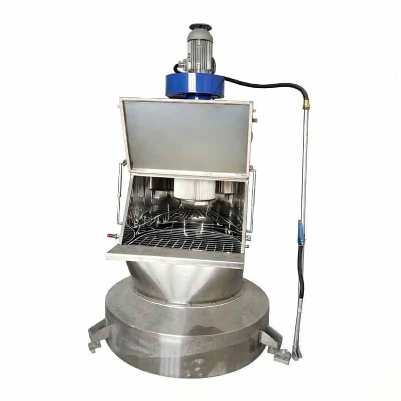 Small bag dust-free feeding station with pulse jet dust collector